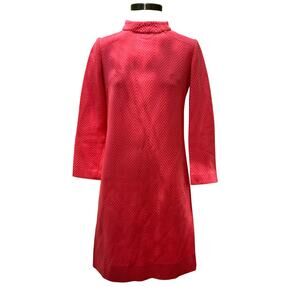 Vintage 60s/70s MOD Shift Dress Size Small/Med A-line Pink Longsleeve mockneck